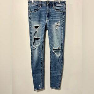 American Eagle Outfitters Ripped Blue Skinny Jeans 6R